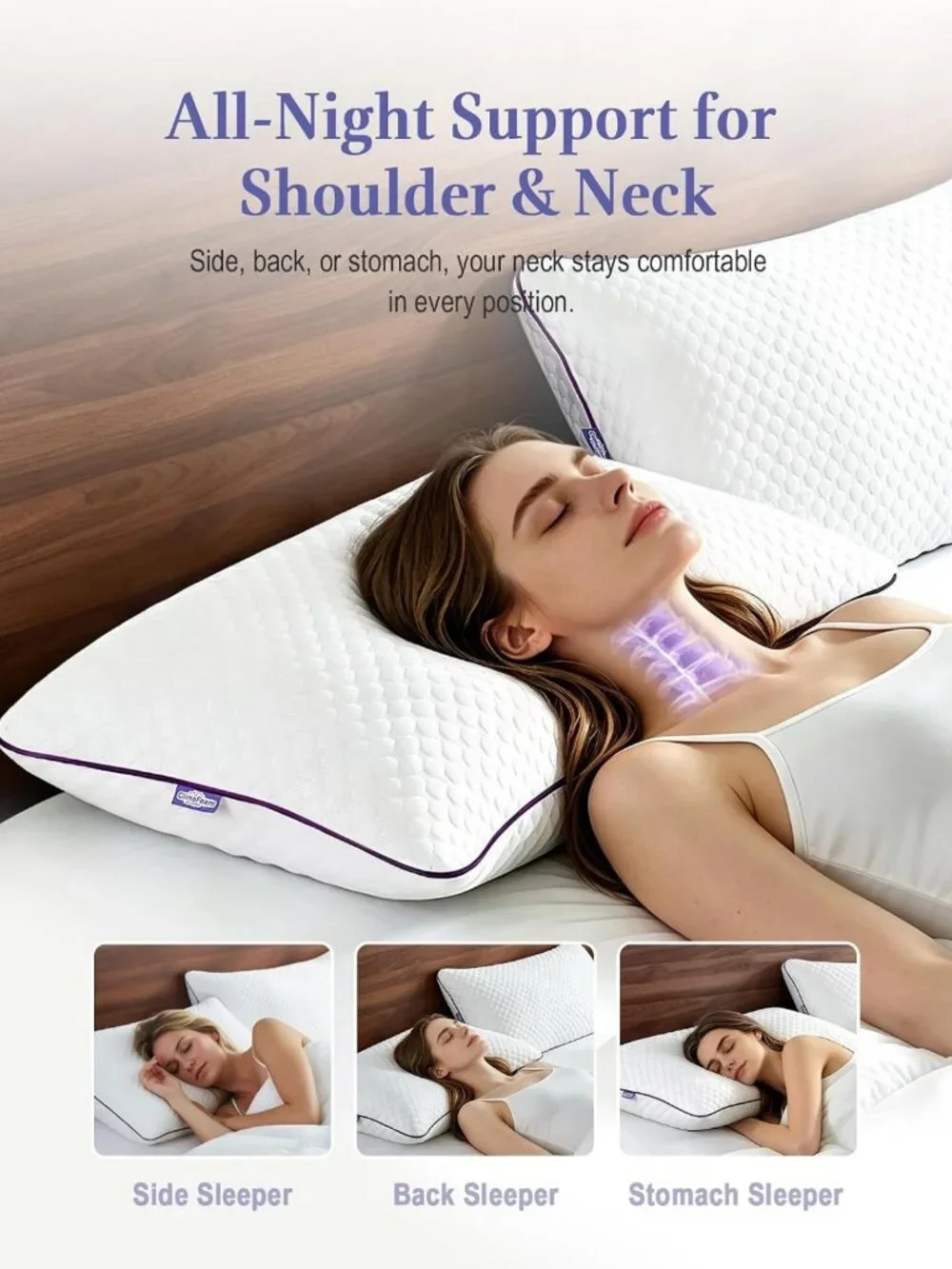 Adjustable Shredded Memory Foam Pillows Set of 2 - Queen Size Comfort & Support